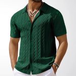 Foreign trade men's clothing European and American summer casual knitted shirts men's jacquard short-sleeved cardigans business polo shirts SY0084