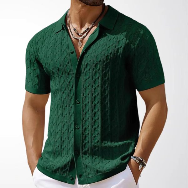 Foreign trade men's clothing European and American summer casual knitted shirts men's jacquard short-sleeved cardigans business polo shirts SY0084