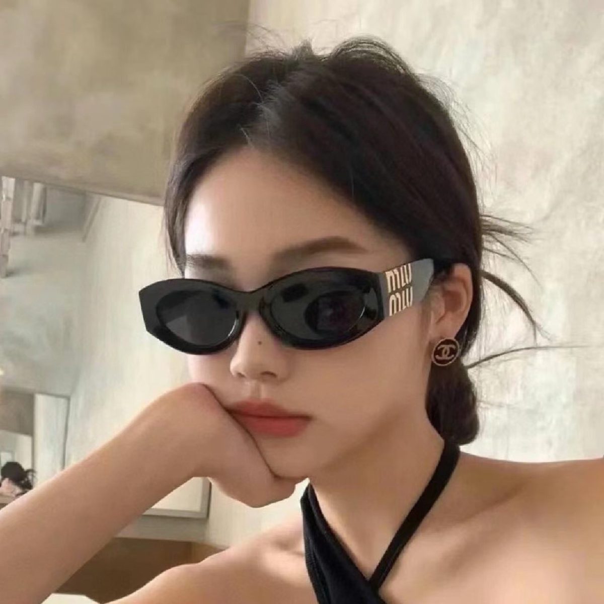 Miaojia SMU11W plate cat eye sunglasses Internet celebrity big face small UV protection UV400 sunglasses one generation - Image 3