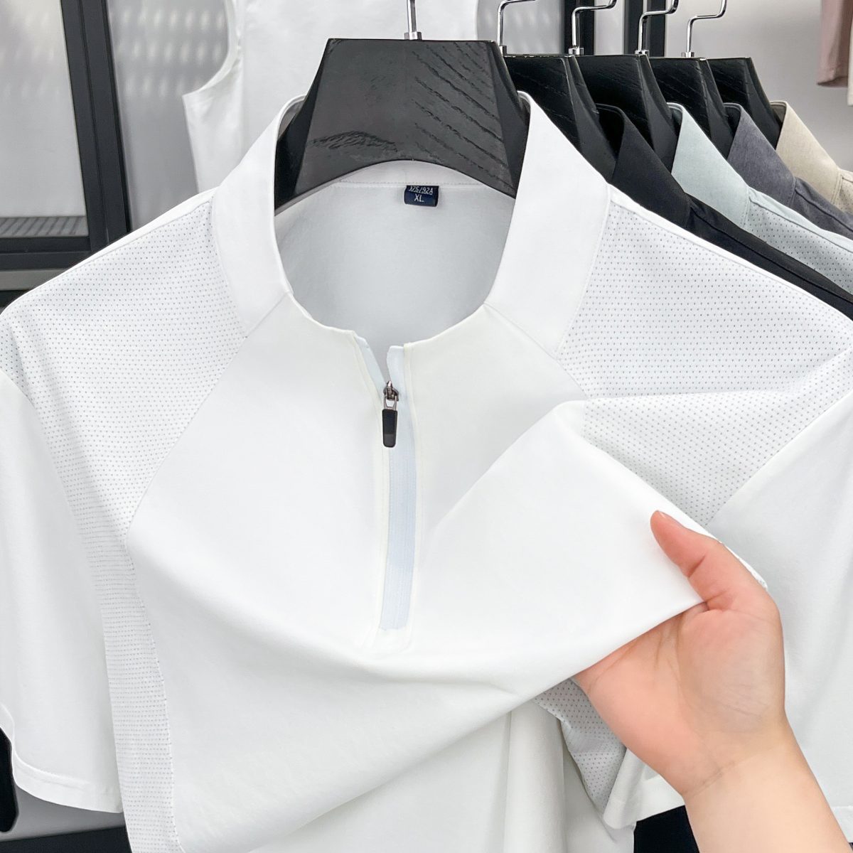 Niaojia Style Summer New Light Outdoor Quick-Dry Sports Half-Zip T-Sleeve Men's Stand Collar Short-Sleeve Base Layer POLO - Image 3