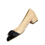 Feijia same low-heeled bow Mary Jane shoes 2025 spring and autumn shallow round toe grid color-blocking single shoes women's thick heels - Image 5