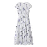 Cotton dress 2025 summer new women's waist-cinching small fly-sleeve embroidered dress 90125151611 - Image 2