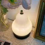 Cream pear table lamp Internet celebrity sense of luxury sense of antique bedroom bedside lamp glass charging touch portable night light - Image 2