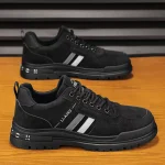 Labor protection board shoes, shoes, men's shoes, spring and autumn construction site casual shoes, work anti-slip workwear, 2025 new wear-resistant black - Image 2