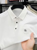 Mulberry silk short-sleeve T-shirt for men, with a turn-down collar, summer high-end men's loose, sweat-absorbing, breathable, trendy quick-dry poIo shirt - Image 3