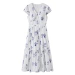 Cotton dress 2025 summer new women's waist-cinching small fly-sleeve embroidered dress 90125151611 - Image 5