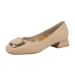 Thick heel single shoes women's 2025 spring new fairy-style shallow mouth medium heel soft leather granny shoes plus size women's shoes 41-43 - Image 5