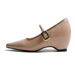 Petite women's shoes with 9cm inner height increase, early spring 2026 pointed toe straight buckle Mary Jane flats, gentle style shallow cut - Image 5
