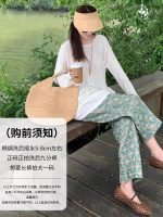 Summer cotton silk pants for outerwear, home pajama pants, nine-point vintage wide-leg straight-leg loose, cool long pants for women - Image 2