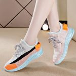 2025 Spring New Sneakers Women's Soft Sole Breathable Korean Style Versatile Color-Block Fly-Cut Shoes for Women, Lightweight Soft Sole Shoes - Image 2