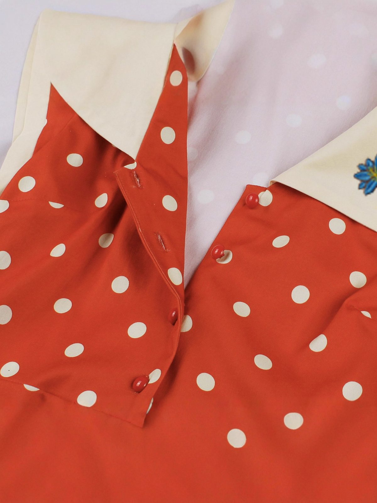 European and American cross-border women's clothing hot sale French vintage Hong Kong polish dot dress heavy industry embroidery waist 10013 - Image 4