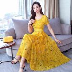 2025 summer new middle-aged ice silk long dress with wide hem, elegant slimming floral long dress for women - Image 3