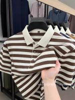 Cross-border e-commerce new striped T-shirt, trendy short-sleeve collared polo shirt, men's short-sleeve top - Image 4
