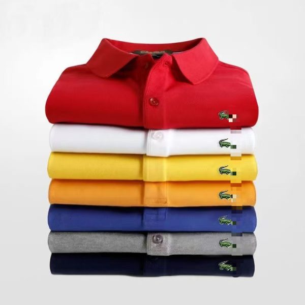 Correct version alligator T-shirt, unisex summer shirt, short-sleeve men's lapel short-sleeve solid color casual shirt POLO