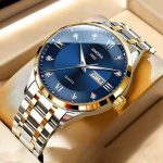 Classic Men's Watch Men's Business Quartz Men's Watch Large Dial Steel Strap Fully Automatic Non-Mechanical Watch Waterproof Gold Gold - Image 2