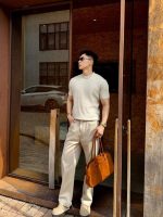 Old money style crew neck knitted short-sleeved T-shirt men's casual 2026 summer breathable and comfortable solid color striped base shirt trend - Image 5