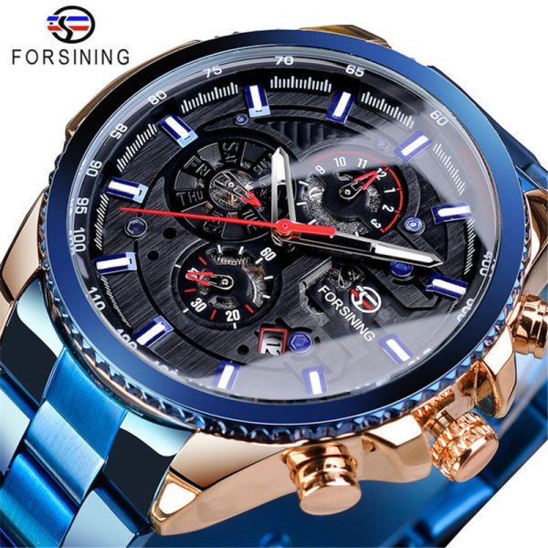 Hot sale forsining waterproof multifunctional mechanical watch men's fashion automatic mechanical watch large dial