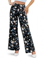 2026 Cross-border European and American Amazon women's stretch wide-leg casual pants, comfortable high-waist Palazzo women's pants - Image 5