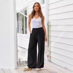 LILLUSORY Women's Linen Summer Palazzo Pants Flowy Wide - Image 2