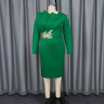 Cross-border personalized embroidery long sleeve evening dresses European and American style ruffled party midi skirt evening dresses - Image 2