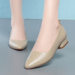 Leather shoes women's spring and autumn new flat leather soft sole pumps work shoes with low heels and casual one-legged shoes - Image 2