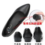 Work shoes for women, autumn and winter singles, soft leather and soft soles, flat black small leather shoes, professional chunky heels, mid-heel women's shoes - Image 4