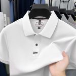 100% pearl pure cotton polo shirt for men, summer new lapel business casual wrinkle-free short-sleeve top for cross-border export - Image 3