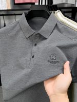 Mulberry silk short-sleeve T-shirt for men, with a turn-down collar, summer high-end men's loose, sweat-absorbing, breathable, trendy quick-dry poIo shirt - Image 4