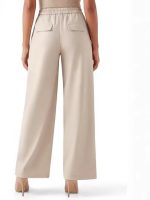 Amazon women's high-waisted wide-leg pants, business casual Palazzo pants, buttoned loose casual pants long pants - Image 4