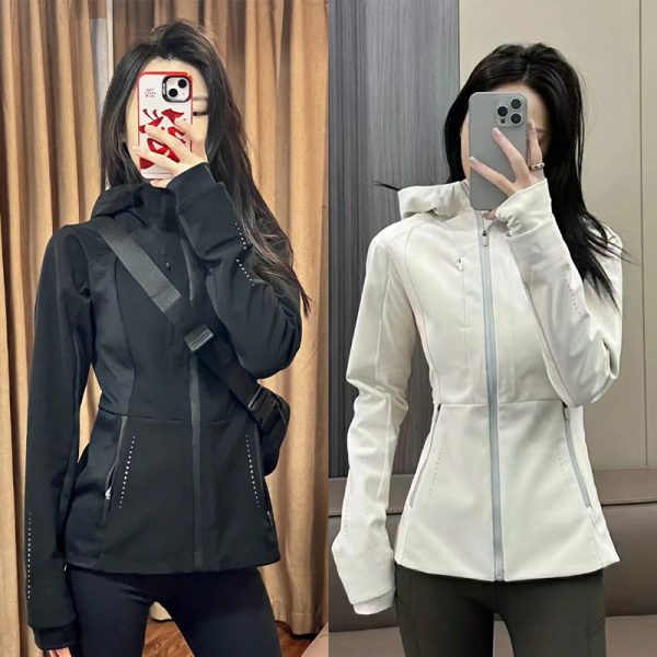 Autumn and winter slim softshell jacket women's 2026 new fleece sports jacket waist slimming top