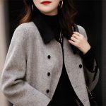 Autumn and winter Korean style new fashionable color-blocked collar jacket, women's wool coat, elegant casual versatile wool top for women - Image 2