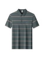 Jin Aman Ice Silk Cooling Collar Short-Sleeve Men's T-Shirt, 2026 Summer Striped Middle-aged Breathable Casual Dad Polo Shirt - Image 5
