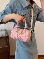 Printed handbag Boston bag women's 2026 new old flower light luxury versatile crossbody bag high-end pillow bag - Image 5