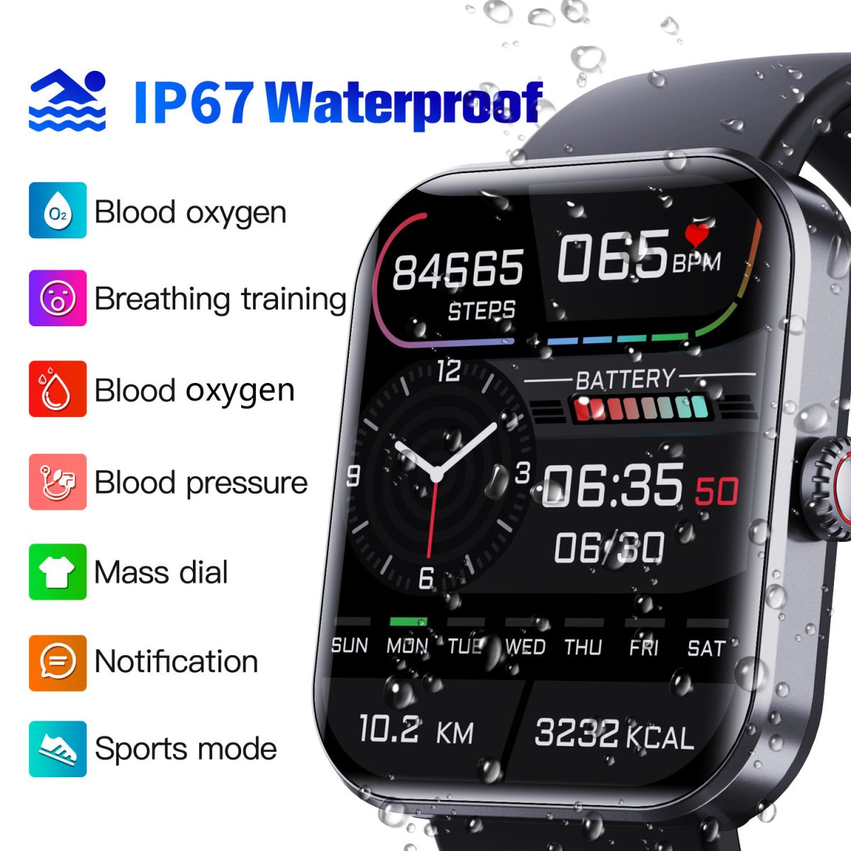 Cross-border F57L smart watch 1.91 HD IPS large screen waterproof heart rate, blood pressure, blood oxygen, factory direct supply watch - Image 1