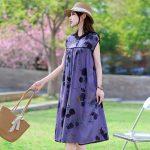 New summer high-end cotton silk dress, women's mid-length fashion, foreign wear, rayon floral cotton skirt - Image 3
