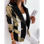 Autumn and Winter New Long Sleeve Double Breasted Fashion Casual Printed Small Suit Women's Slim Woolen Jacket - Image 2