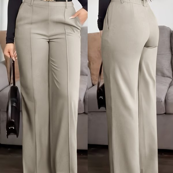 European and American cross-border new women's wholesale solid color pocket zipper suit pants, slimming professional commuter straight-leg pants