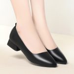 Leather shoes women's spring and autumn new flat leather soft sole pumps work shoes with low heels and casual one-legged shoes - Image 3
