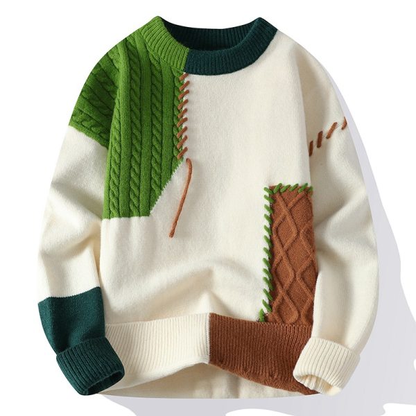 Spot Japanese cross-border hot sale autumn and winter new casual crewneck sweater, base knit, loose sweater, men's wear