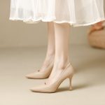 Stepping on feeling single shoes French nude high heels women's stiletto temperament goddess Fan Qiudon's new soft-soled single shoes high heels - Image 4