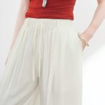 0347 Bamboo fiber fabric, elastic waistband, spring/summer wide-leg pants, long pants are loose - Image 3