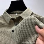 2026 New Ice Silk Short-Sleeve T-Shirt for Men's Summer Turn-down Casual T-Shirt, High-End Leadership Breathable Ice-Feeling Short Sleeve - Image 5