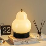Cream pear table lamp Internet celebrity sense of luxury sense of antique bedroom bedside lamp glass charging touch portable night light - Image 3