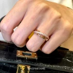 Aspartame three-ring entwined rhinestone ring for women, niche design with a light luxury and sophisticated feel, versatile for everyday wear - Image 5
