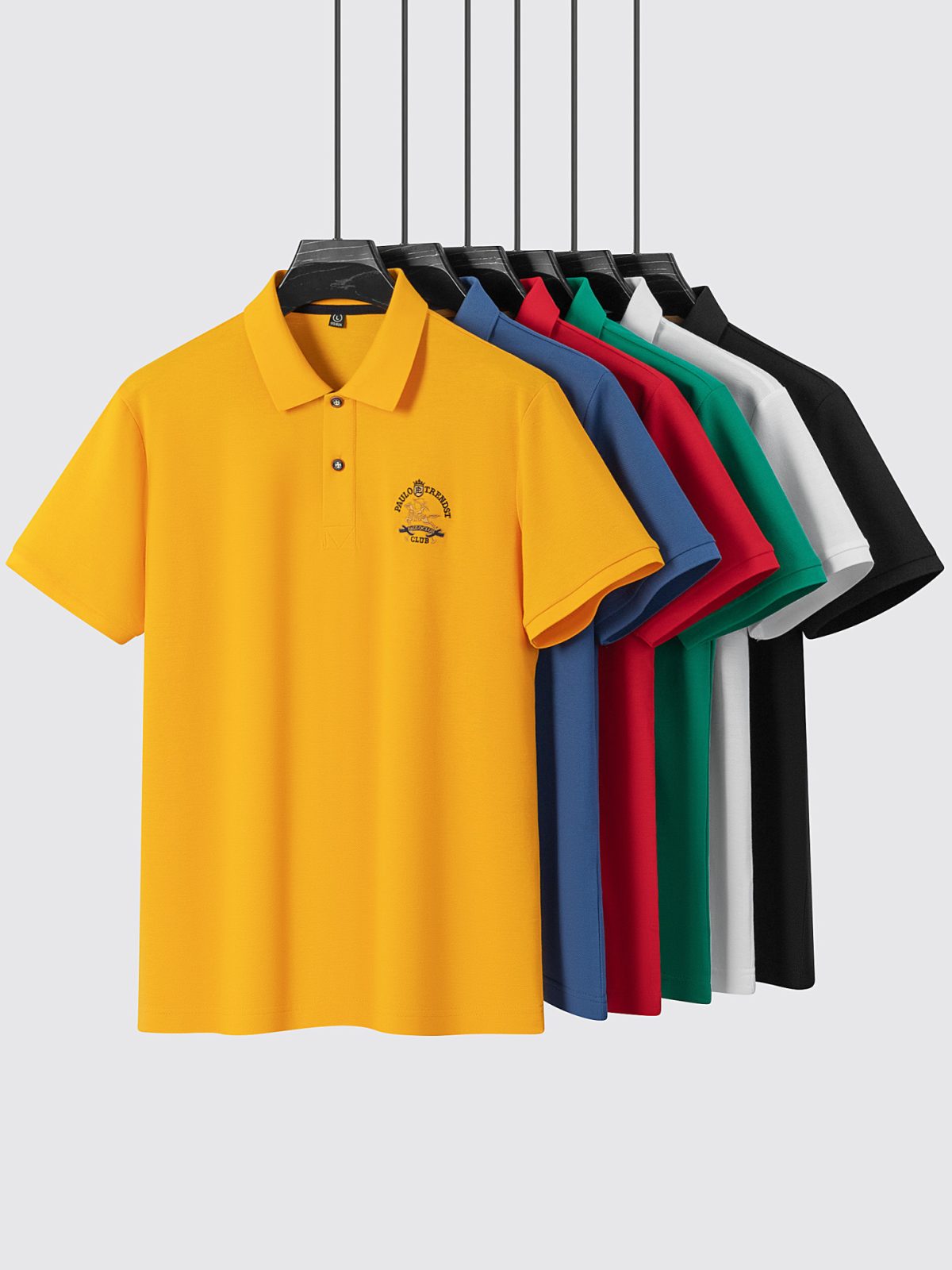 High-end summer men's polo shirt, silky pearl cotton floor cotton with a collar and embroidery, business casual dad's plus-size short-sleeve T-shirt - Image 5
