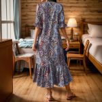 2025 Spring/Summer New European and American Amazon Independent Site WISH Cross-border Women's Print V-Neck Plus Size Dress - Image 3