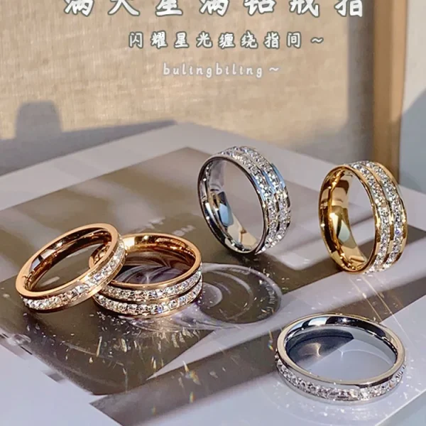 Baby's breath ring female niche design couple pair ring plain ring titanium steel ring women's light luxury high-end tail ring ring