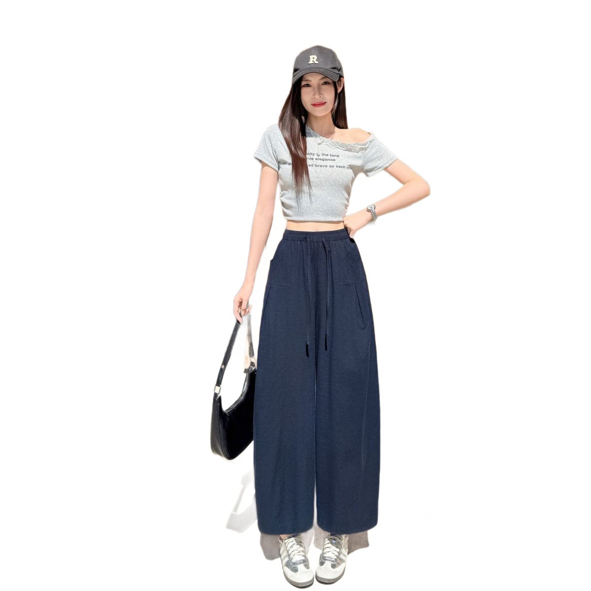 [Tencel + Cotton] Misha Tong Lazy Style Petite Eight-Nine Quarter Wide-Leg Pants Thin Cotton Casual Pants - 7787F - Image 5