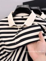 Cross-border e-commerce new striped T-shirt, trendy short-sleeve collared polo shirt, men's short-sleeve top - Image 2