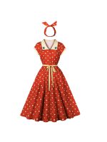 European and American cross-border women's clothing hot sale French vintage Hong Kong polish dot dress heavy industry embroidery waist 10013